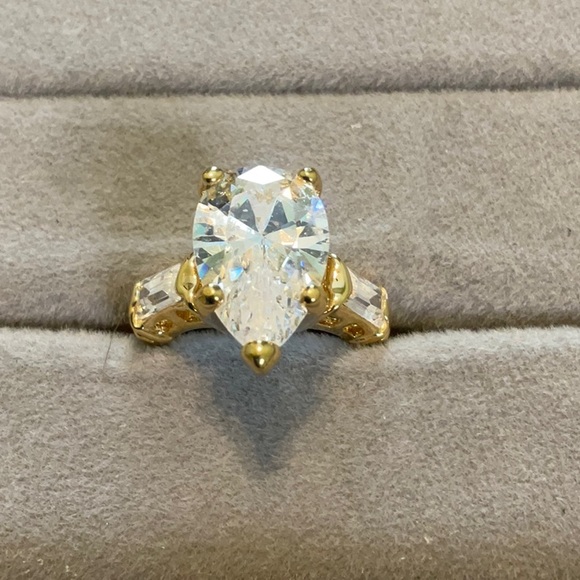 Jewelry - Gold plated sterling silver with pear cut cz